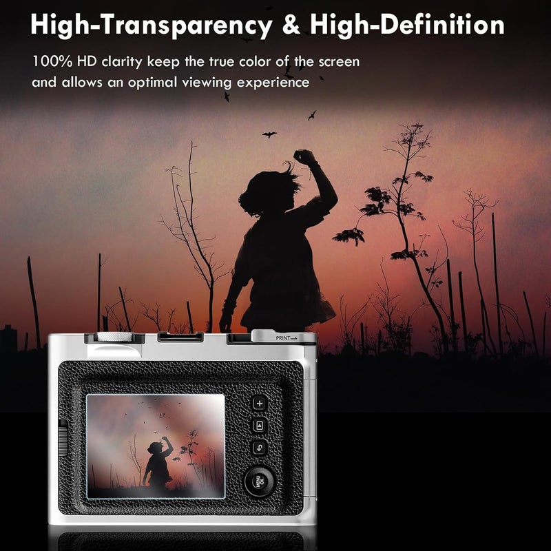 Rieibi [3+3عبوة] واقي شاشة لكاميرا فوجي فيلم إنستكس ميني إيفو + عدسة فيلم PET، 0.25مم صلابة 9H زجاج مقسى - Image 5